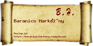 Baranics Harkány névjegykártya